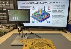 Una foto del nostro laboratorio con microscopi digitali per le riparazioni